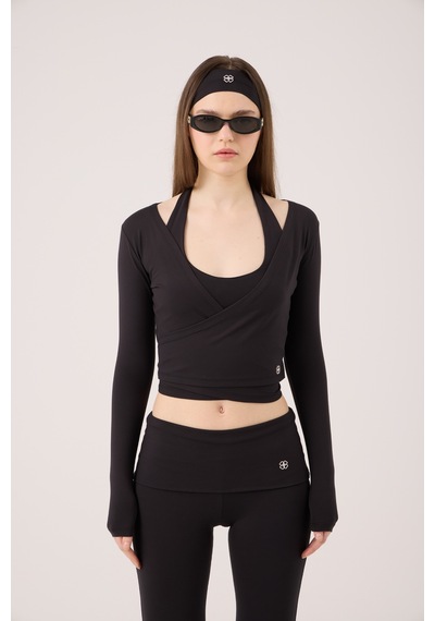 Holly Lolly Bağlamalı Crop Kesim Ellen Bolero Siyah