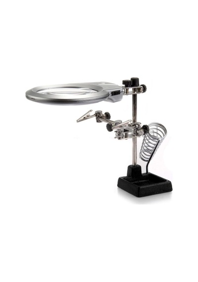Mg16129-b 130 Mm. 2.5x, 5x Mercek Masa Üstü Ledli Mini Büyüteç Havya Stand Pcb Tutucu