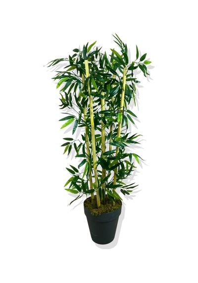 Cihan Çiçekçilik Yapay Yapraklı Bambu Ağacı 5 Bambu'lu 110 Cm Beyaz- Yeşil