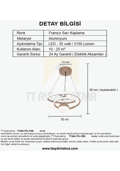 Göz Modeli Fransız Sarısı Kaplama Tek Toplu 3 Renkli Ledli Avize Sarı