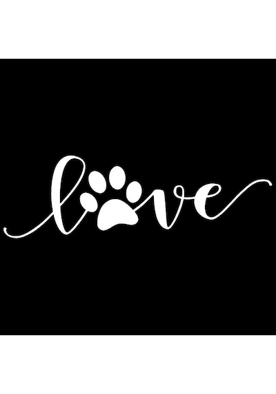 Love Köpek Ayak İzi Sticker Yapıştırma Etiket 22cm Beyaz Renk