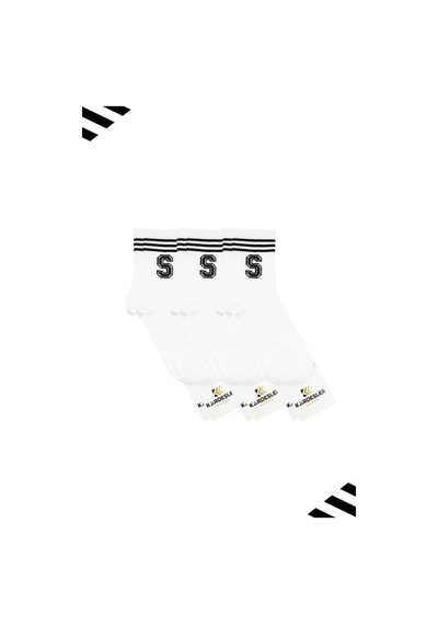 Kardeşler Çorap Unisex S Harfi Desenli Tenis Çorap Harfli Çorap 3'lü Paket Beyaz - 530648170 Beyaz