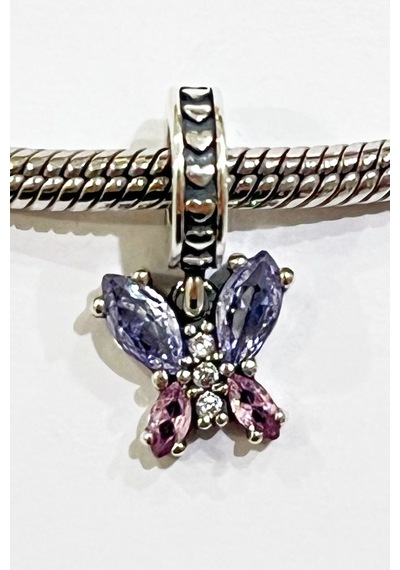 Yerli Üretim Renkli Kelebek Sallantılı Charm Gümüş 79468498