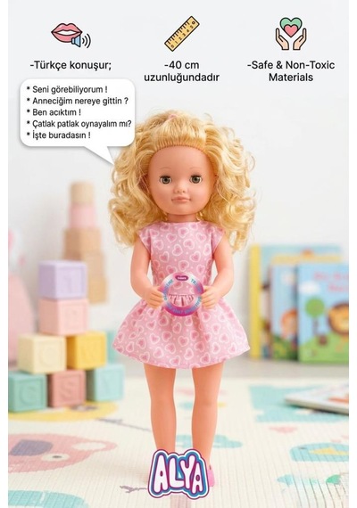 Alya Türkçe Konuşan Etkileşimli Eğitici Oyuncak Bebek 40 Cm Kafası Ve Kolları Et Bebek 28077626