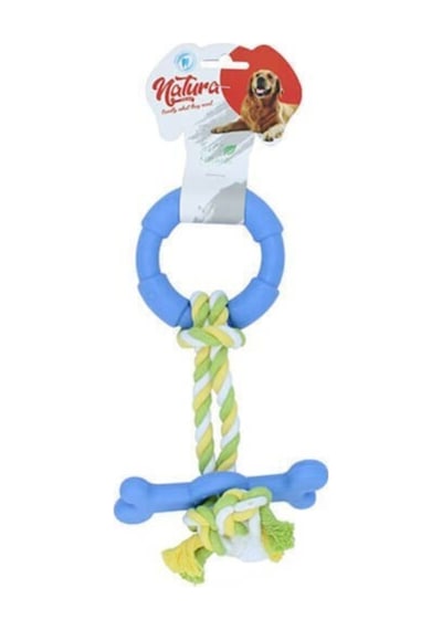 Natura 25 CM Plastik Halka ve Kemikli Dental Halat Köpek Oyuncağı