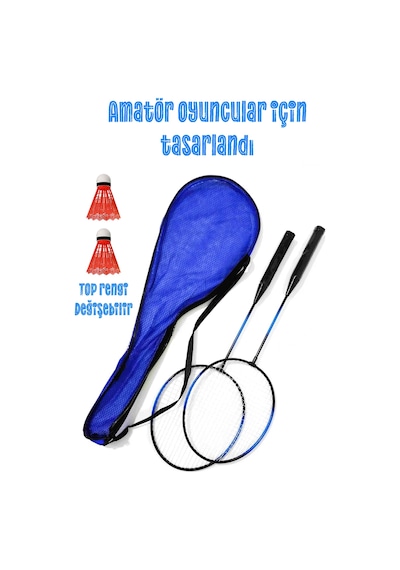 11 Parça Çantalı Set Badminton Raketi Seti 2 Raket + 8 Top + Çanta Amatör Çocuk-genç Raket Top Seti