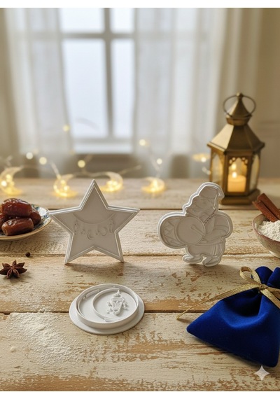 Ramazan Ayı Temalı Kurabiye Kalıbı Seti 3'lü Beyaz