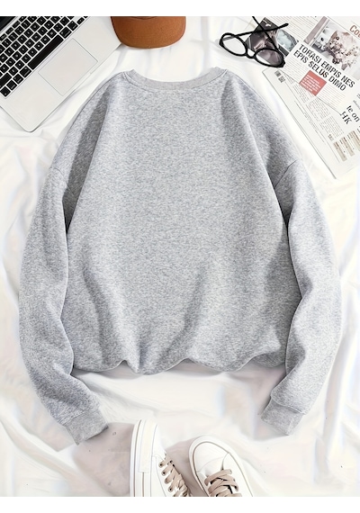 Uyguntarz Unisex Tarot Kart Baskılı Oversize Sweatshirt Gri