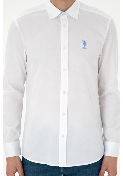 U.s. Polo Assn. Erkek Beyaz Gömlek Desenli 50292303-vr013 Beyaz