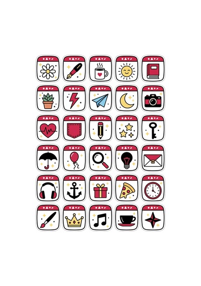 Sanat Tasarım Minimalist Sticker Seti 150 Adet - 5'li Mega Paket - Laptop Defter Ajanda Etiketi Çok Renkli