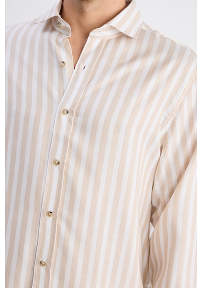 D'S Damat Ds Damat Comfort Bej Çizgili Gömlek 6hc02g805327m