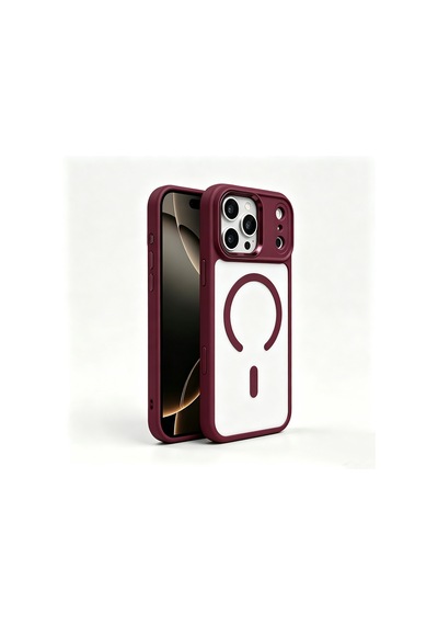 Maks Technology Apple Uyumlu iPhone 18 Pro Max Kılıf Wireless Şarj Özellikli Mkst Krom M-safe Silikon Kapak - Mürdüm
