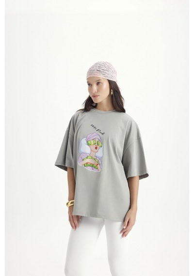 Mai Studios Co. Mood Oversize Gri T-shirt Gri