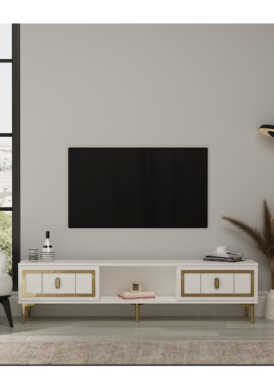 Orionct Tv Sehpası Beyaz-altın Beyaz-altın