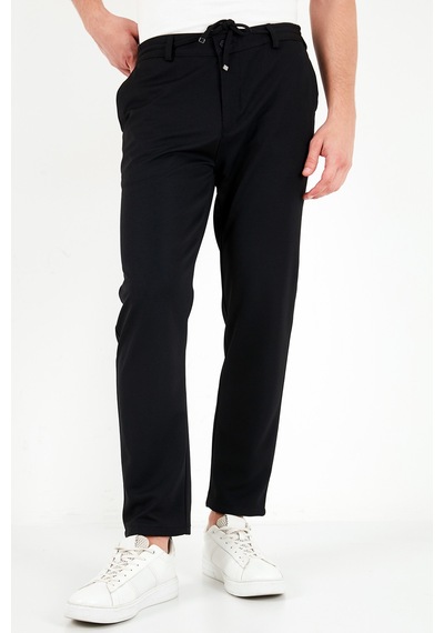 Buratti Regular Fit Düz Paça Bağlamalı Pantolon Erkek Pantolon 6843700 Siyah