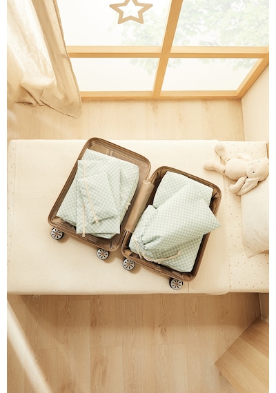 Ocean Home Textile 6'lı Mint Dama Desen Pamuklu Bavul İçi Düzenleyici Set Mint