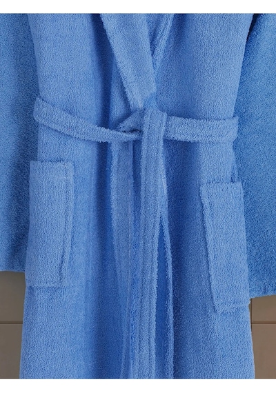 Mavi Büyük Beden Şalyaka Pamuklu Hamam Sauna Banyo Battal Kadın Erkek Unisex 3xl 4xl Bornoz