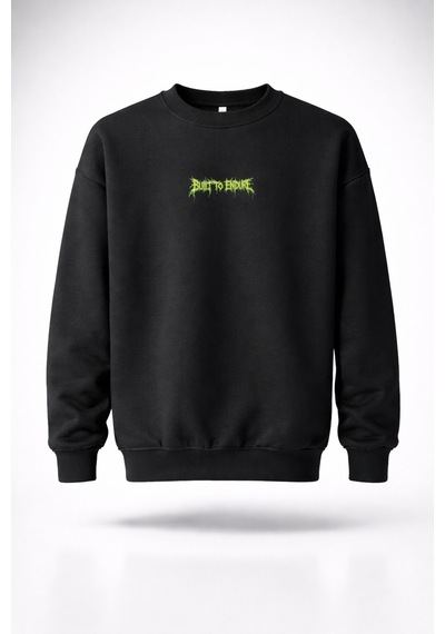 Dark Line %100 Pamuk Unisex Siyah Oversize Sweatshir Buıld To Endure Siyah