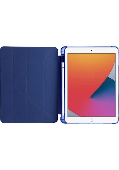 Fuchsia Apple Uyumlu iPad 9.7" 2017 5. Nesil İle Kılıf Kalem Bölmeli Tri Folding Katlanabilir Standlı Kapaklı Kılıf
