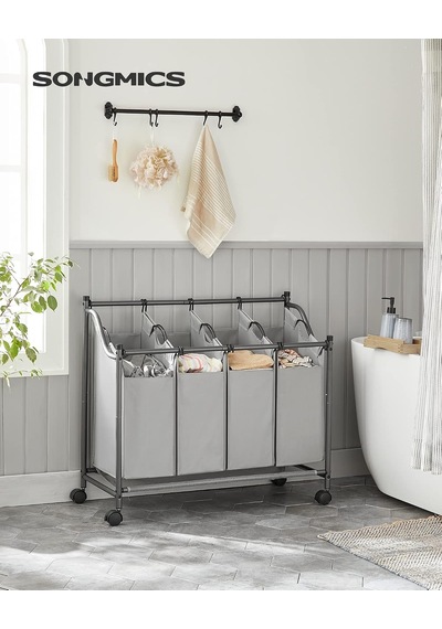Tekerlekli Çamaşır Sepeti, 4 Çıkarılabilir Kumaş Cepli Çamaşır Ayırıcı, Çamaşır Toplayıcı, Oyuncaklar İçin Saklama Yeri, Ahır, 4 X 35 Litre, Gri Lsf005gs Çok Renkli Tekerlekli Çamaşır Sepeti, 4 Çıkarılabilir Kumaş Cepli Çamaşır Ayırıcı, Çamaşır Toplayıcı, Oyuncaklar İçin Saklama Yeri, Ahır, 4 X 35 Litre, Gri Lsf005gs Çok Renkli