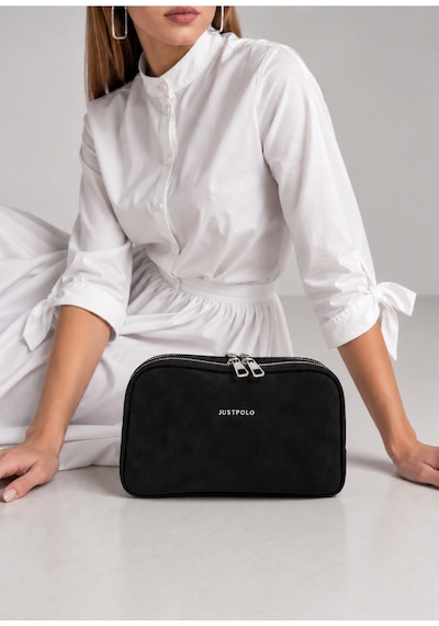 Just Polo Kadın Çok Bölmeli Süet Lüks Tasarımlı Çapraz Askılı Omuz Çantası Shoulder Bag Siyah