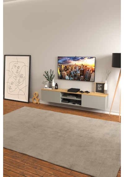 B3 Concept Nort Serisi Koyu Gri & Safir Meşe 2 Kapaklı Duvar Tipi