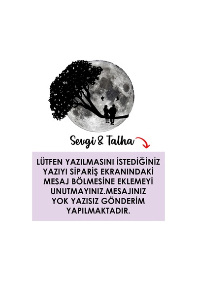 Kişiselleştirilebilir Led Işıklı Epoksi Cam Katmanlı Tablo Linda Sevgili Dolunay Gri - 737866210 Gri