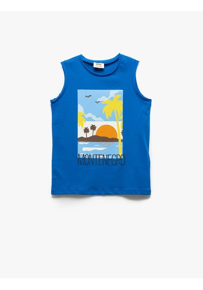 Koton Saks Erkek Çocuk Kolsuz T-shirt 5skb30008tk Saks