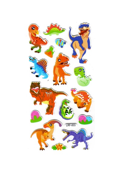 Sticker Kabartmalı Stiker Defter Planlayıcı Etiket Lrf-003 -17 x 9 CM - Sevimli Vahşi Dinazor