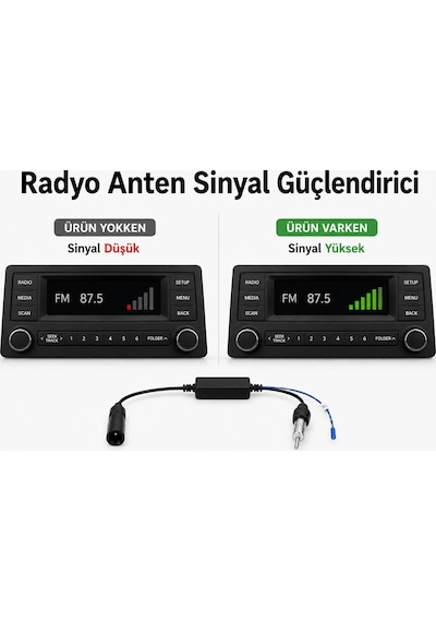Araç Radyo Anten Güçlendirici - Xca-11 - Araç Radyo Anteni Sinyal Güçlendirici - Teyp Anten Sinyal G
