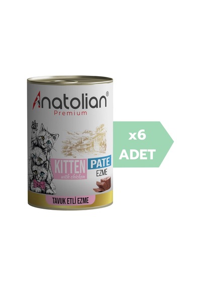 Anatolian Premium Kitten Chicken Pate Tavuklu Ezme Yavru Kedi Konservesi 6 x 400 G