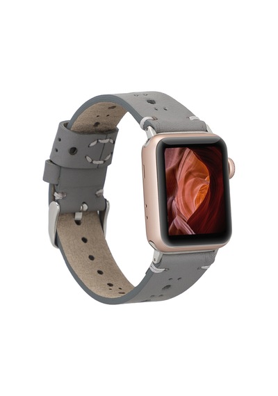Apple Watch Uyumlu Deri Kordon 38-40-41mm Rst9-ba8 Gri Diğer