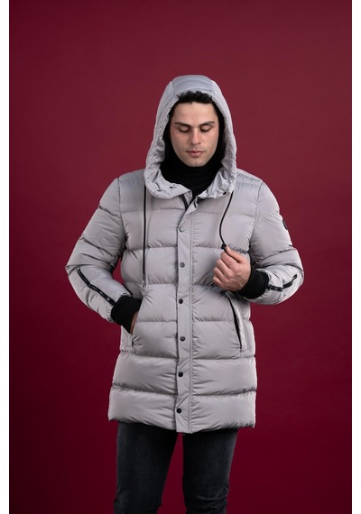 Sir Regular Fit Kapşonlu Astarlı Uzun Kalın Şişme Mont 001