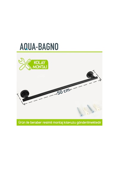 Aqua Bagno Zero Uzun Havluluk 50 Cm. Mat Siyah