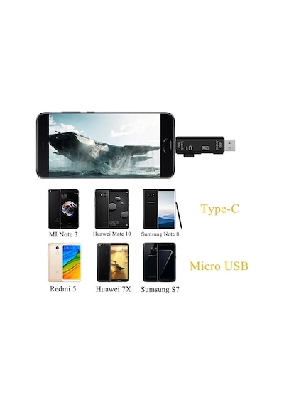 Smart Otg 3in1 Type-c Ve Micro Usb Tf Card Reader Otg- 5775 Renkli
