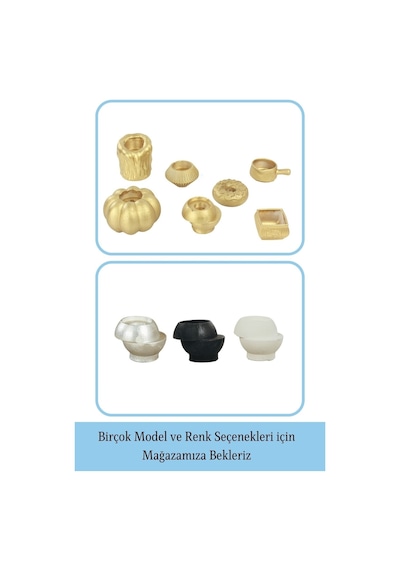 Mumluk Şamdan Tealight Ve İnce Mum Uyumlu Kesik Model - Altın