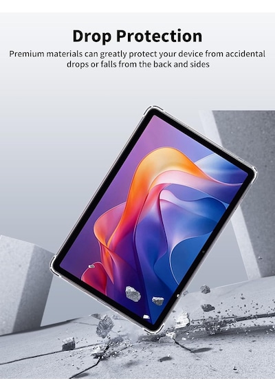Xiaomi Redmi Pad 2 11 İnç 2025 Kılıf Şeffaf Silikon Köşe Korumalı Clear Darbe Emici Arka Kapak Arka Kapak