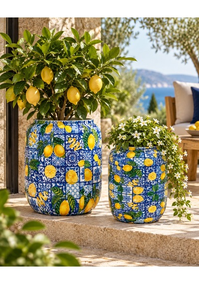 Amalfi 2'li Metal Saksı Seti
