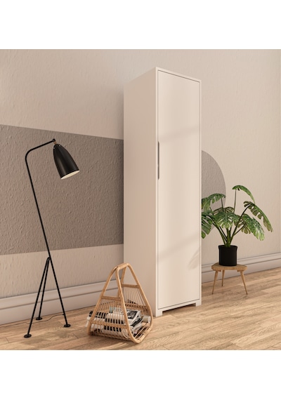 Flora 1 Kapaklı 5 Raflı Gardırop Beyaz Elbise Dolabı