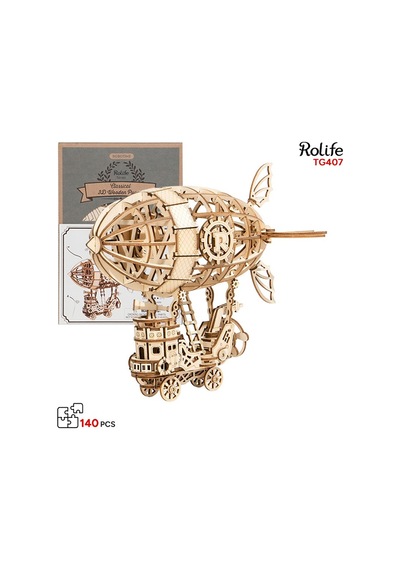 Rolife Tg407 Zeplin Airship Dıy Minyatür Maket Model Seti Ahşap 3d Wooden Puzzle 3d Model Kit Ahşap Maket Dekoratif Hobi Seti