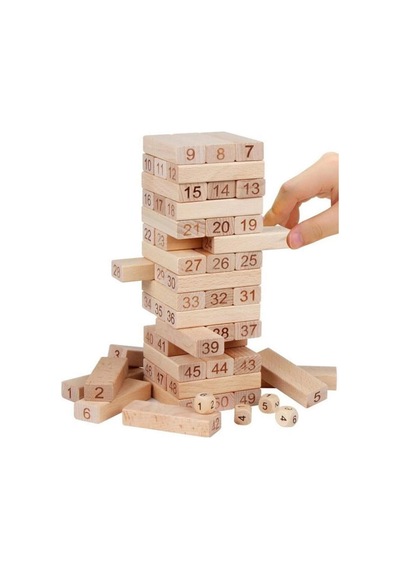 Denge Oyunu Jenga Büyük Boy 51parça Eğitici Zeka Oyunu Numaralı Jenga Oyunu Çocuklar Ahşap Oyuncak