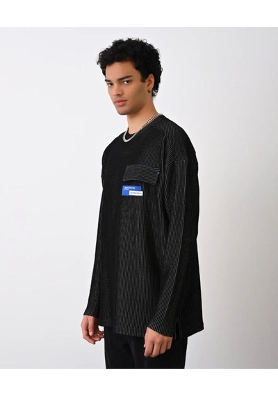 Cep Detaylı Oversize Sweatshirt Siyah