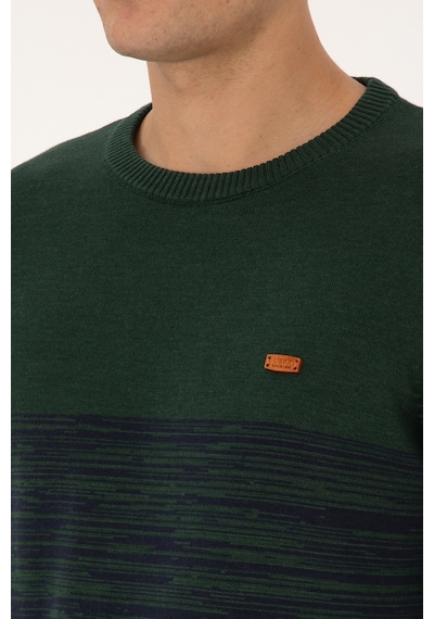 U.S. Polo Assn. Erkek Slim Fit Bisiklet Yaka Koyu Yeşil Kazak 50314970-VR079
