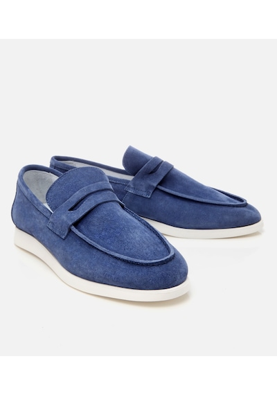 Hotiç Erkek Süet Deri Mavi Yumuşak Dokulu Loafer 02ayh305140a620 Mavi