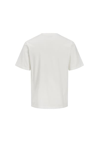Jack & Jones Erkek Bisiklet Yaka Gögüs Baskili Tisört - Noge - 12310399 Beyaz
