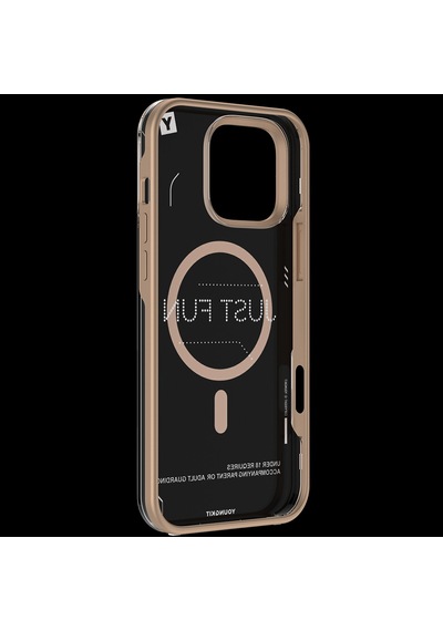 Apple Uyumlu iPhone 16 Pro Kılıf Magsafe Şarj Özellikli Çıkarılabilir Arka Yüzeyli Youngkit Mecha Desert Gold