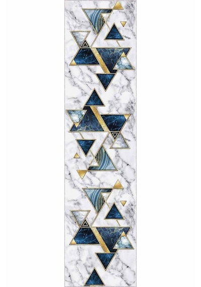 Mavi Gold Kaymaz Geometrik Kesme Rulo Özel Ölçü Yolluk Ar450n11 Gold - Mavi