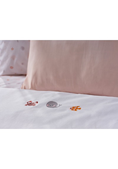 Doqu Home Nakışlı Bebek Nevresim Takımı Akvaryum Bebek - Somon Çok Renkli