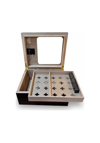 Cigarloong Camlı Puro Kutusu Humidor Ebony 40's