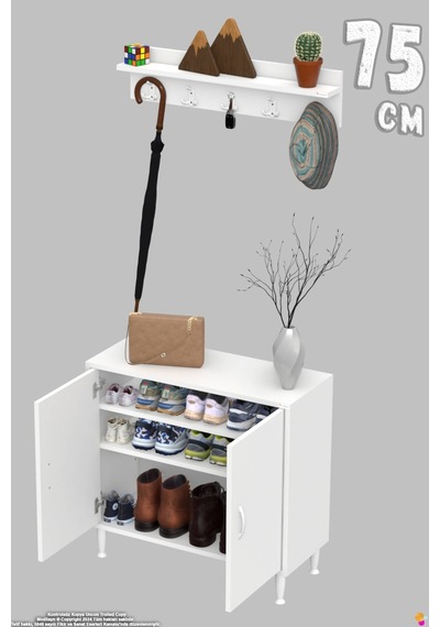 Aura Portmanto Vestiyer Ayakkabılık 2 Raf 3 Bölme 3 Kancalı Askılı Dar Alan Çok Amaçlı Dolap 75 Cm Aura Portmanto Vestiyer Ayakkabılık 2 Raf 3 Bölme 3 Kancalı Askılı Dar Alan Çok Amaçlı Dolap 75 Cm